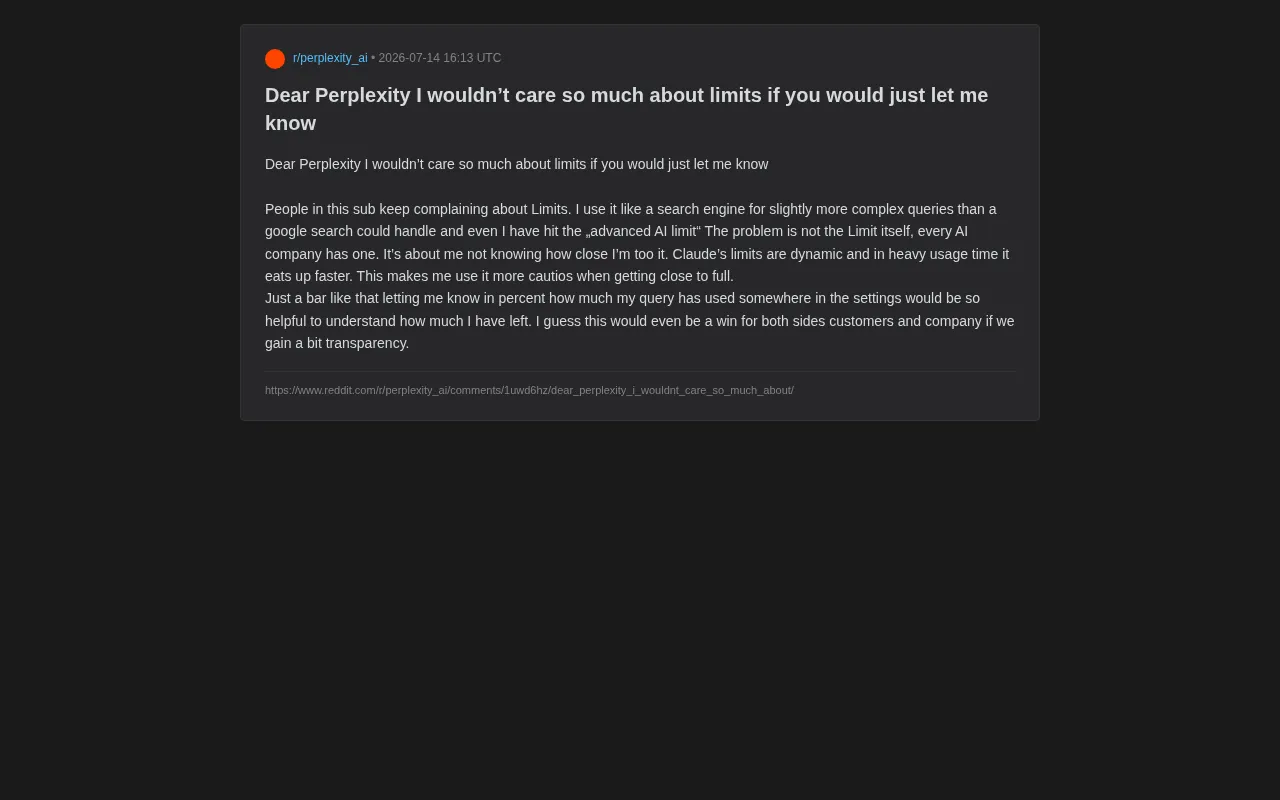 The Pain of Perplexity's Usage Limits: Users Don't Want Unlimited Access — They Want Transparency