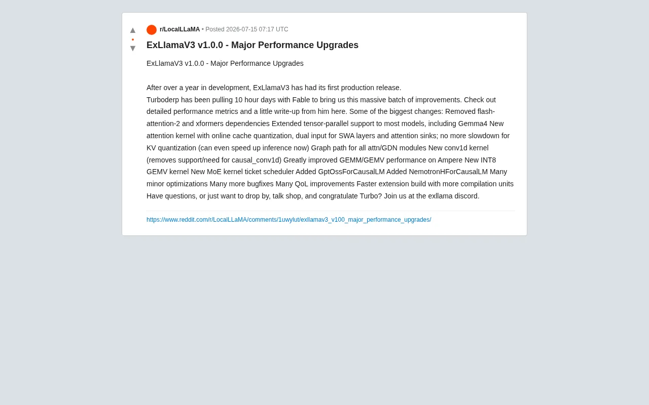 ExLlamaV3 v1.0.0 Official Release: Faster Inference, Lossless KV Quantization, and Streamlined Dependencies