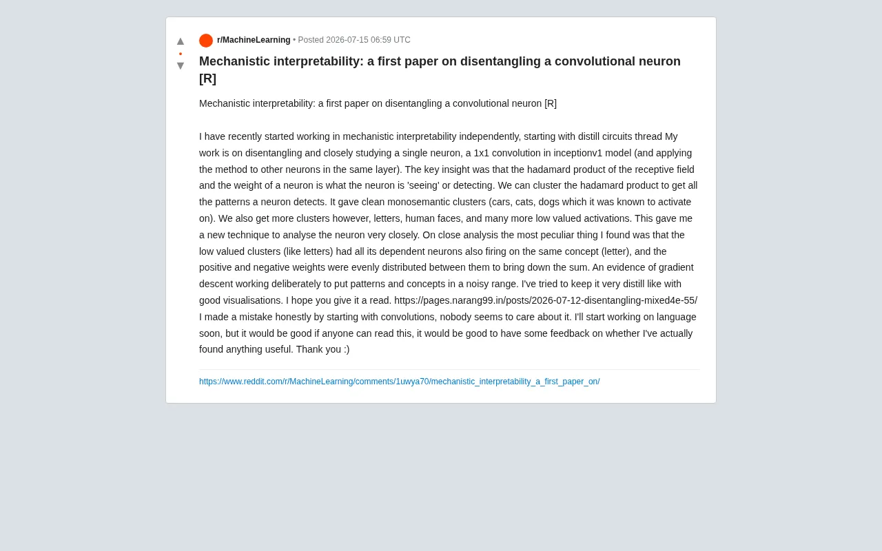 Dissecting a Single Convolutional Neuron: A New Approach to Mechanistic Interpretability