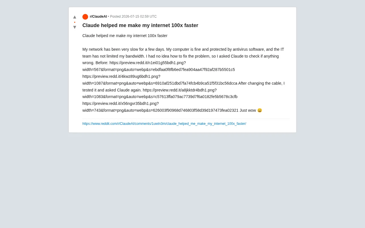 AI Network Troubleshooting: How Claude Helped a User Achieve 100x Speed Improvement