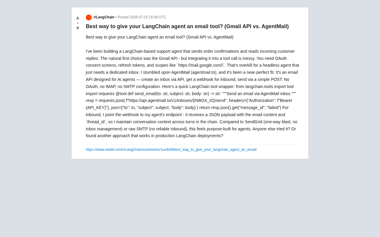 LangChain智能体接入邮件:Gmail API vs AgentMail实战对比