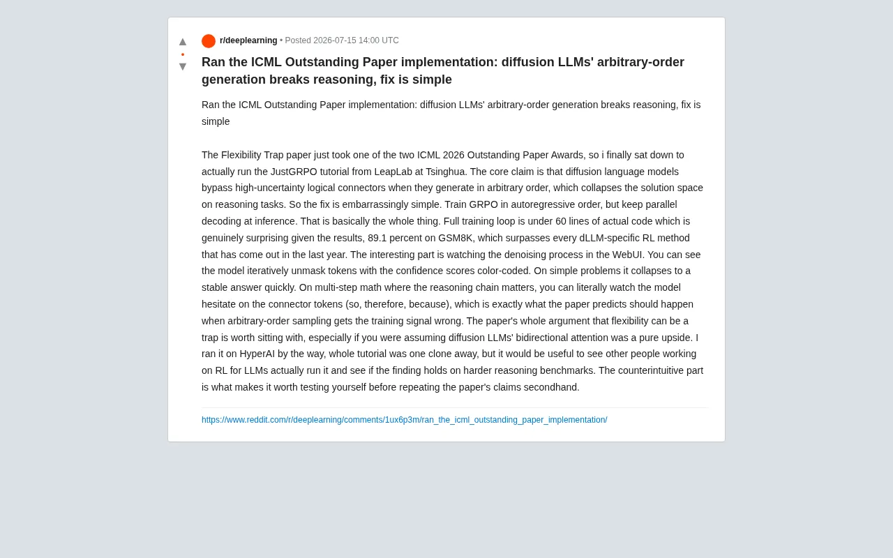 The Reasoning Trap in Diffusion Language Models: A One-Line Fix for the 'Flexibility' Flaw