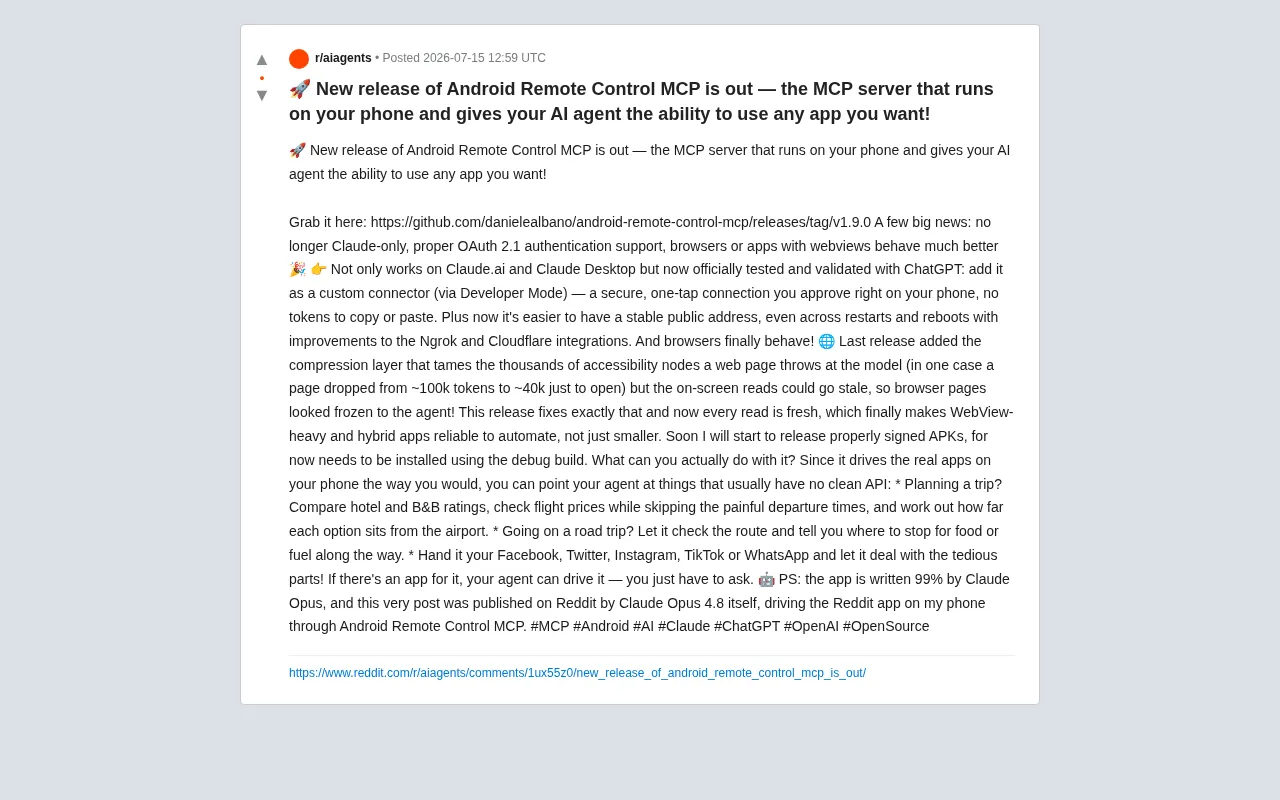 AI Truly "Gets Its Hands On" Your Phone: Android Remote Control MCP v1.9.0 Deep Dive