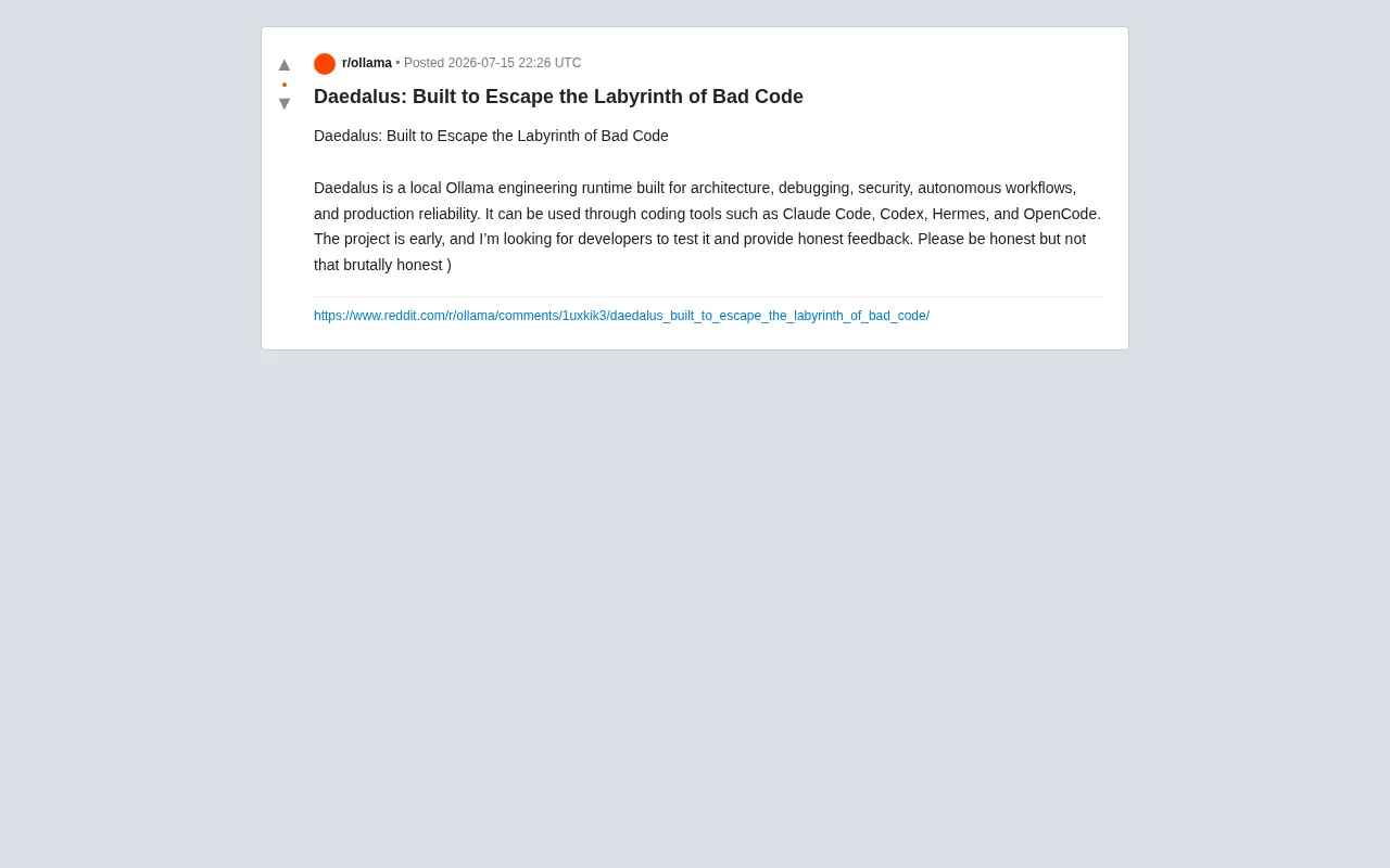Daedalus: A Deep Dive into the Ollama-Based Local AI Engineering Runtime