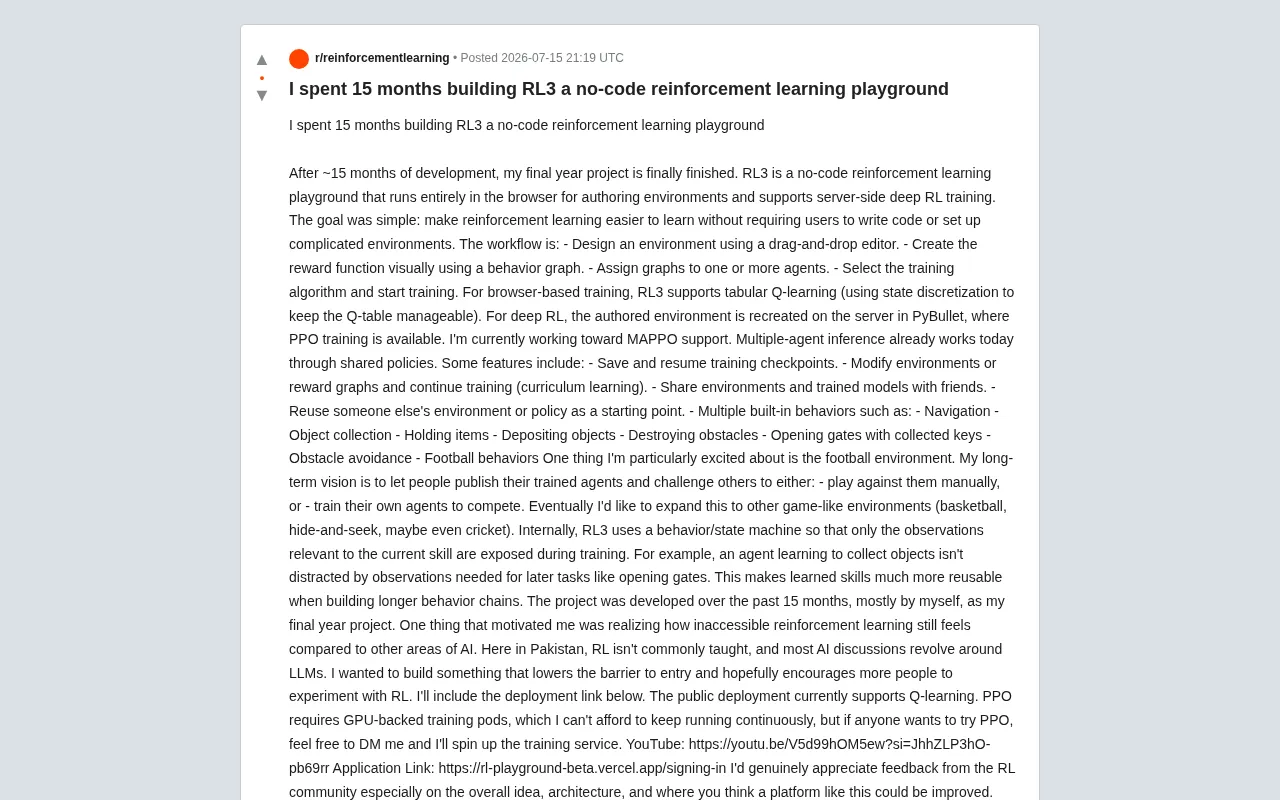 RL3: A Zero-Code Reinforcement Learning Platform Where You Train Agents by Dragging and Dropping