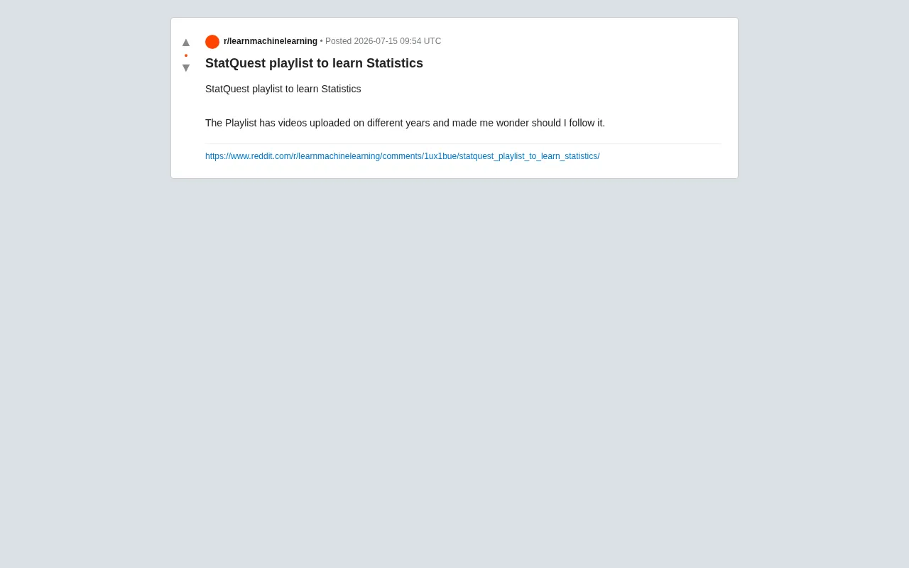 reddit source: StatQuest playlist to learn Statistics