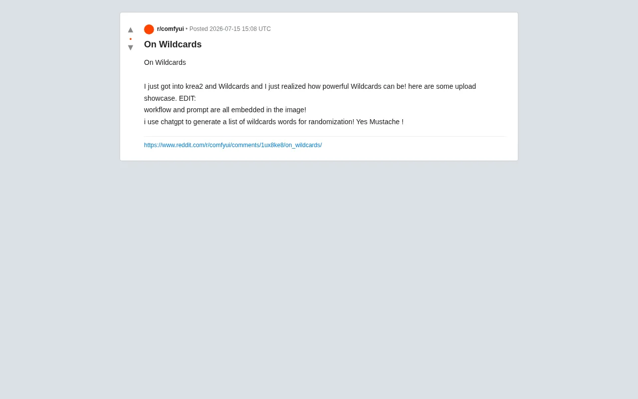 Wildcards in use on the Krea2 platform