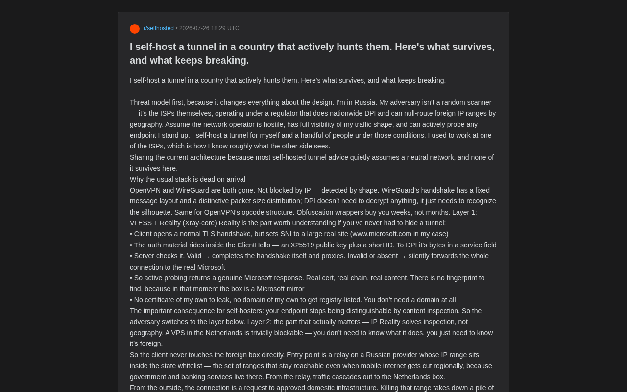 极端封锁下自建隧道实战:VLESS Reality分层架构解析