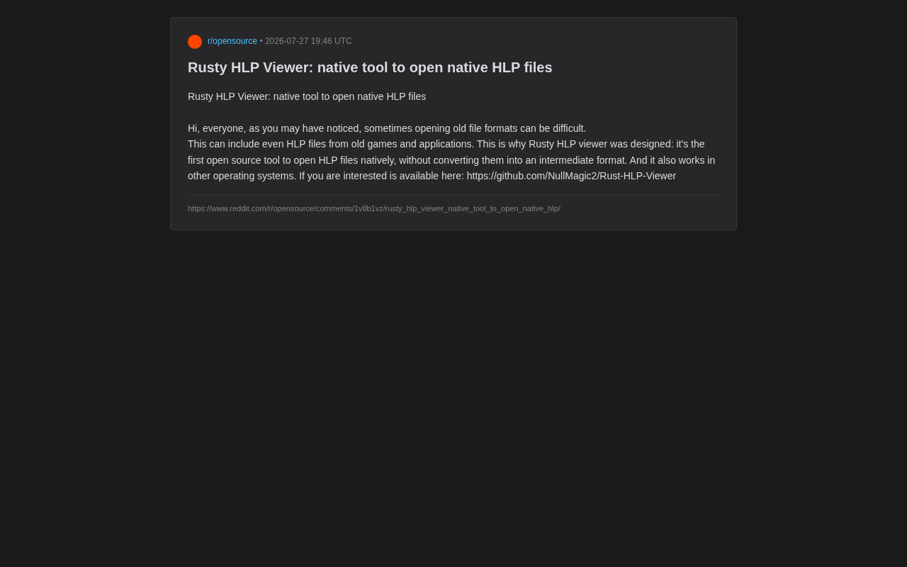Rusty HLP Viewer:跨平台原生打开老式HLP帮助文件