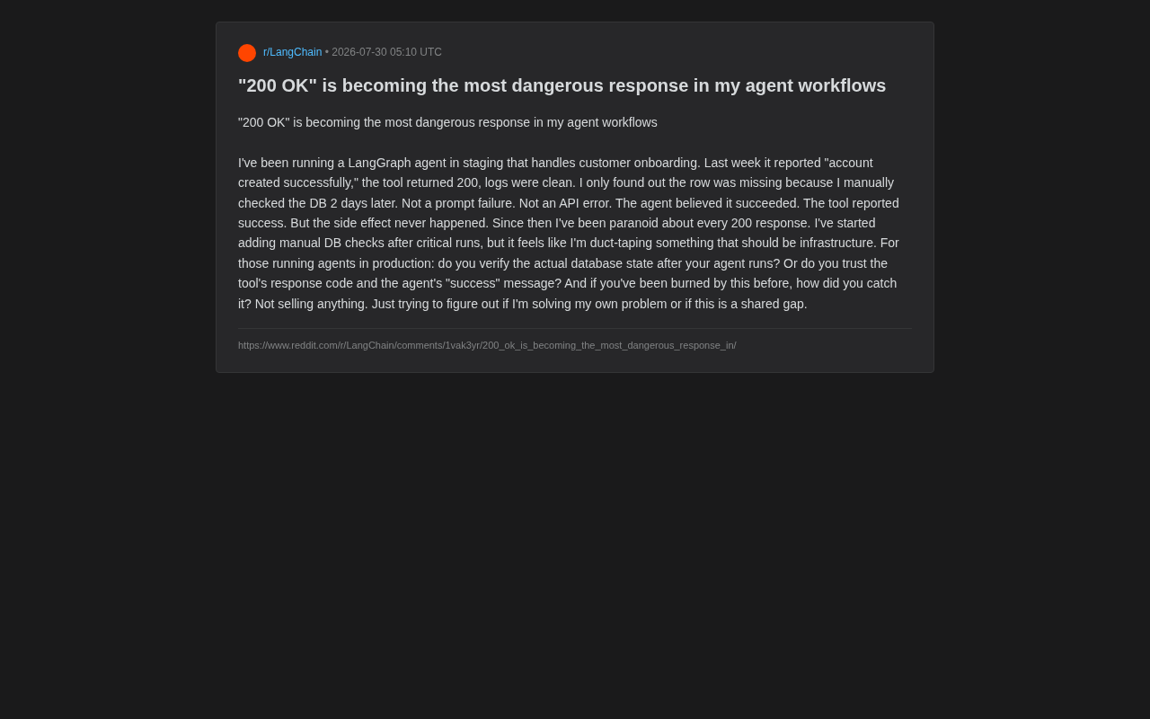 "200 OK"陷阱:AI Agent最危险的沉默失败模式