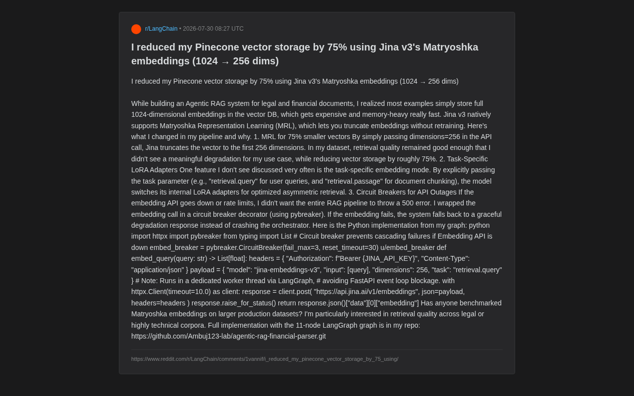 Jina v3套娃嵌入实战:向量存储成本直降75%