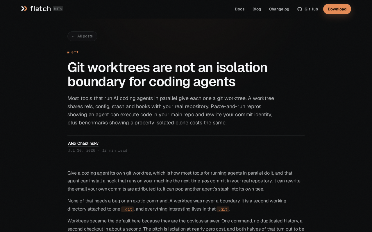 Git Worktree不是AI编程代理的隔离边界:真正的沙箱方案解析