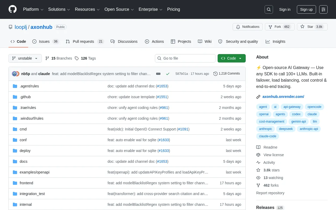 AxonHub: Open-Source AI Gateway for Unified Access to 100+ LLMs