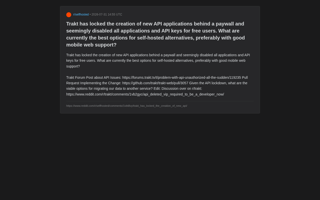 Trakt API收费引众怒:自托管替代方案盘点