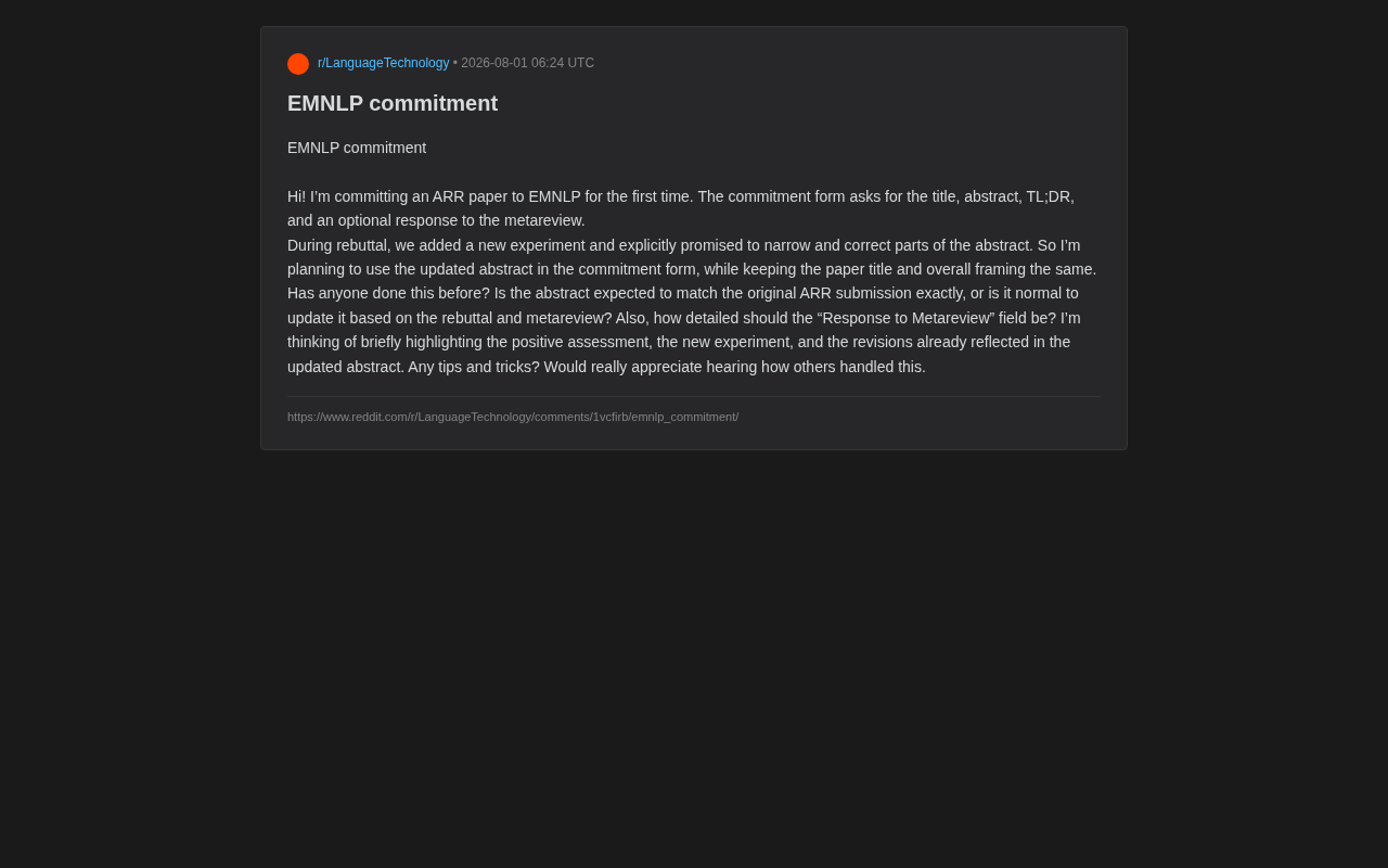 EMNLP的ARR Commitment怎么填?摘要更新与Metareview回应全攻略