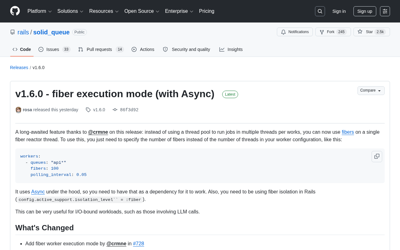 Solid Queue 1.6.0 Fiber Worker支持:Rails后台任务并发新选择