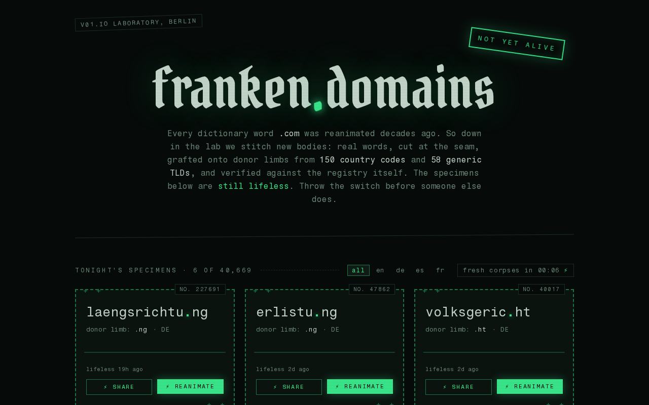 Franken.domains:域名枯竭时代的拼接创意工具