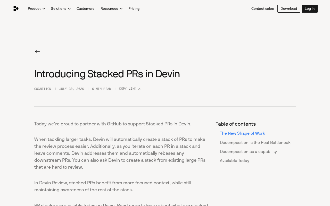 Devin Stacked PRs功能详解:自动拆分大任务为可审查的小PR栈