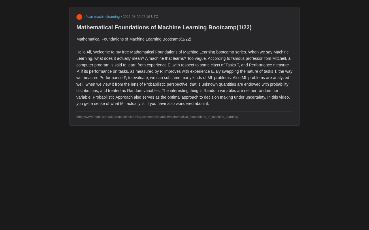 机器学习的数学基础:从Mitchell定义到概率视角全解析