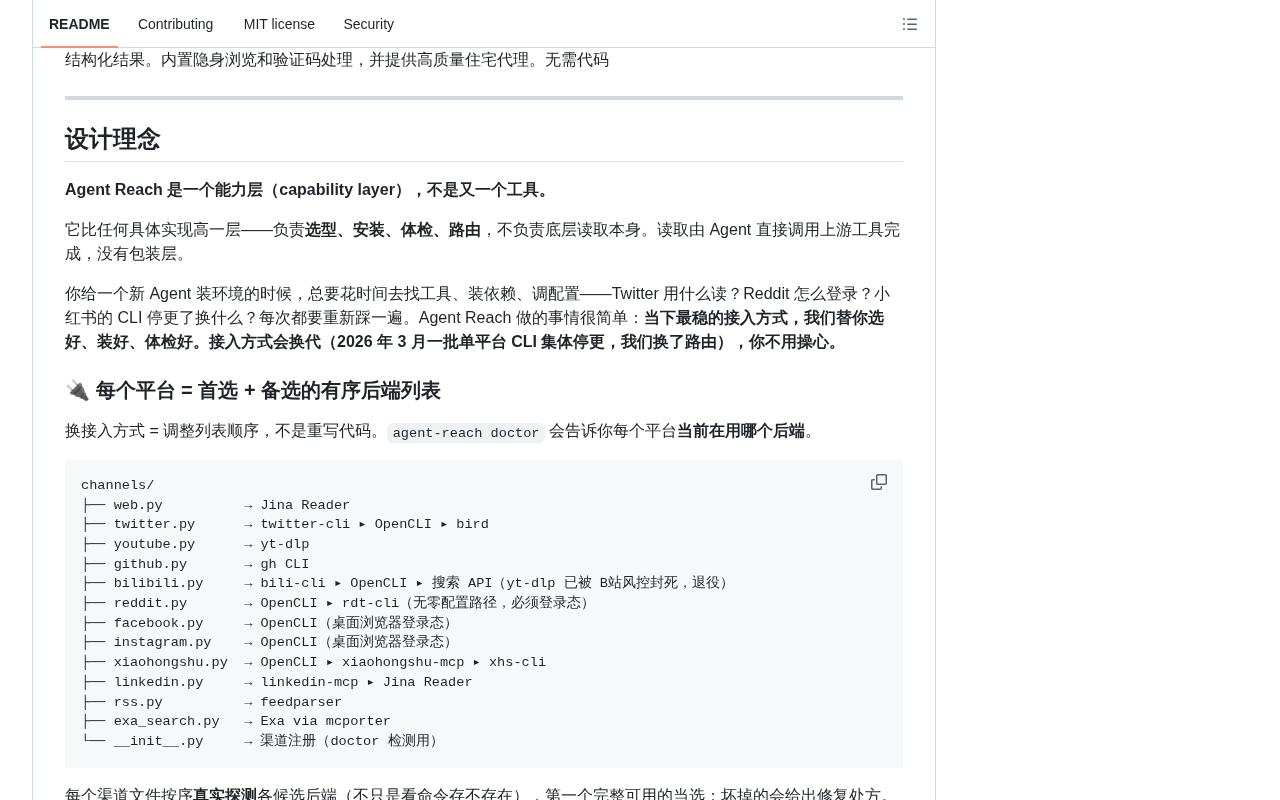 github source: Panniantong/Agent-Reach: Give your AI agent eyes to see the entire internet. Read & search Twitter,