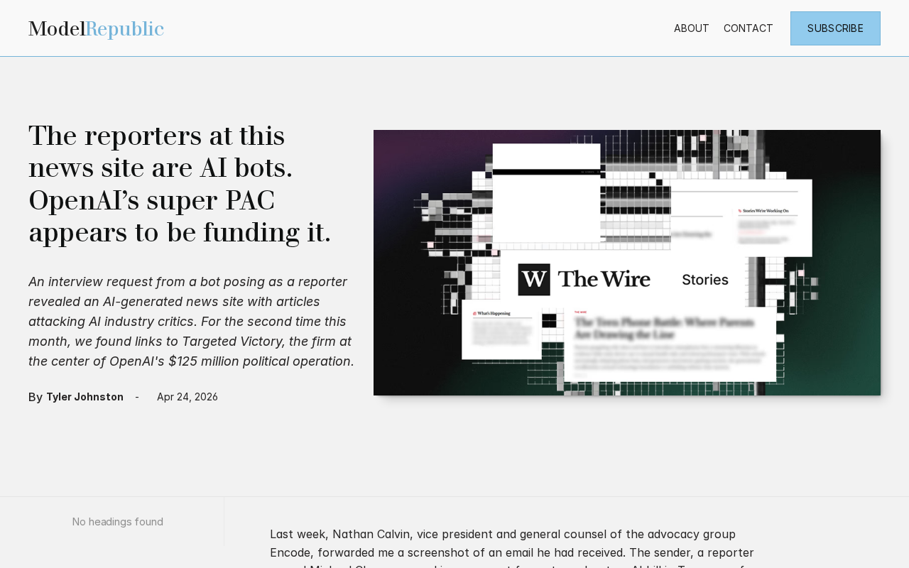 OpenAI-Linked Super PAC Funds AI-Generated News Site to Attack Industry Critics