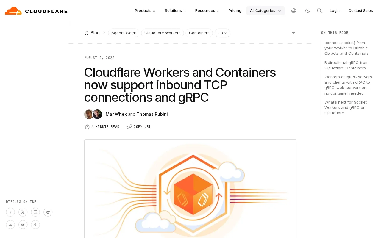 Cloudflare Workers Now Support Inbound TCP and gRPC Connections: Edge Computing Moves Toward a General-Purpose Runtime