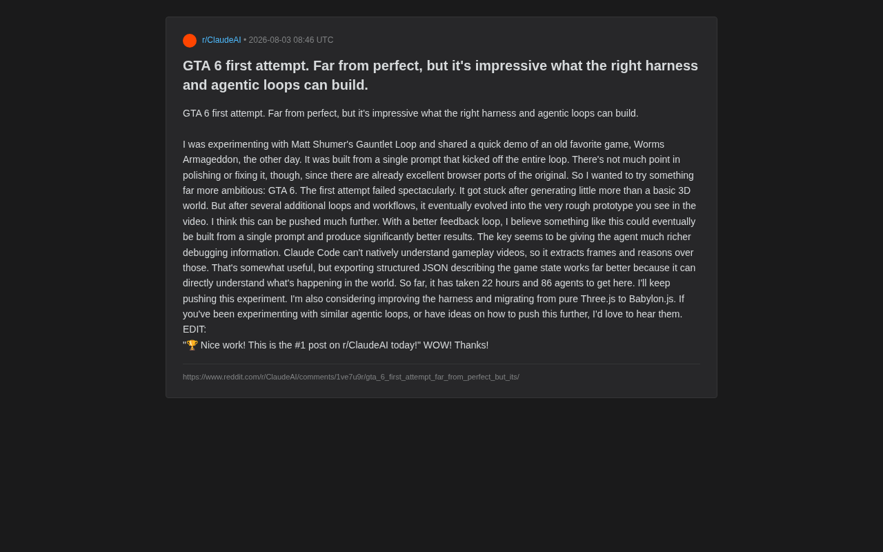 Agentic Loop实战:86个AI智能体22小时构建GTA 6原型的启示
