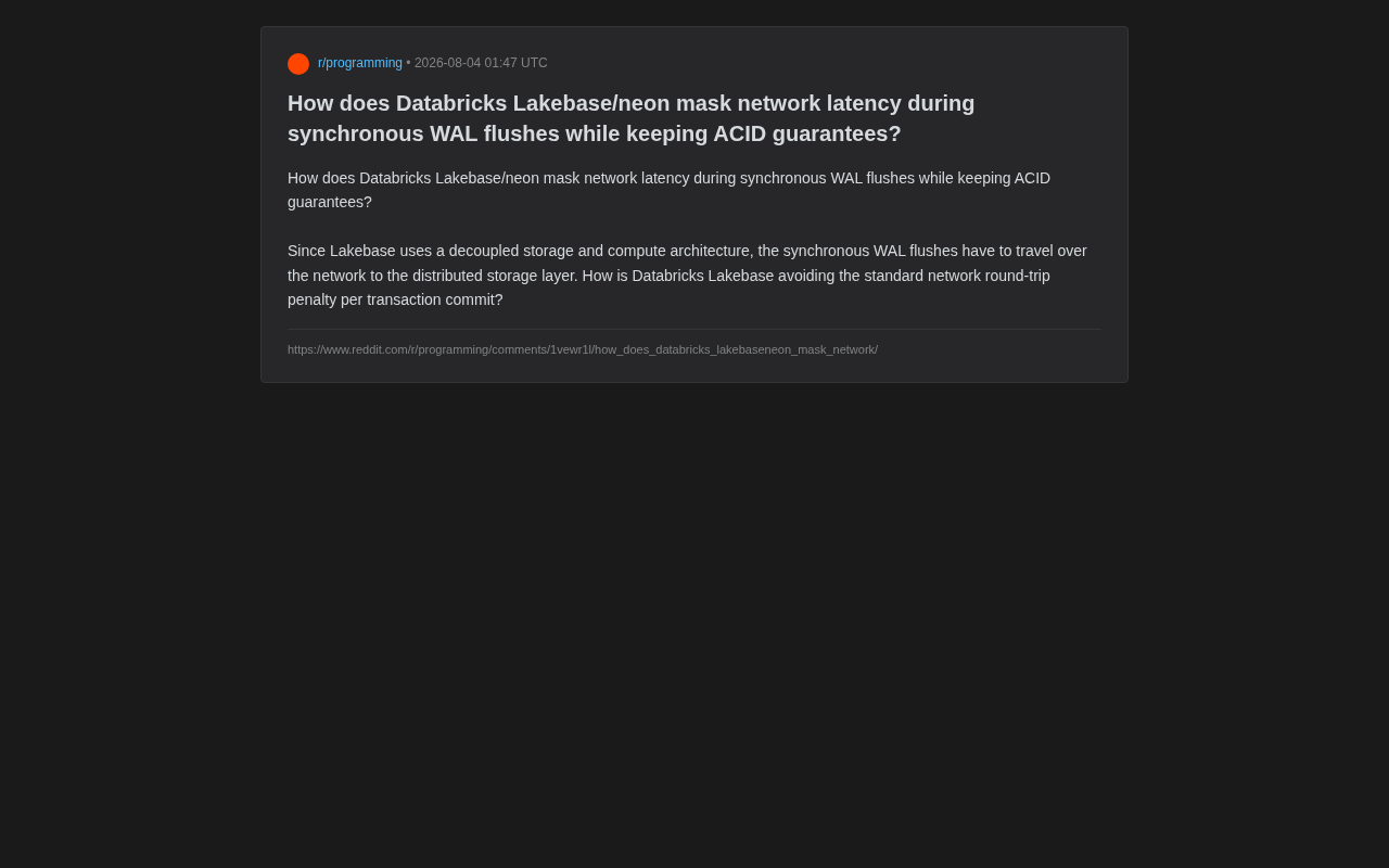 Detailed Explanation of WAL Network Latency Optimization in Lakebase's Decoupled Storage-Compute Architecture