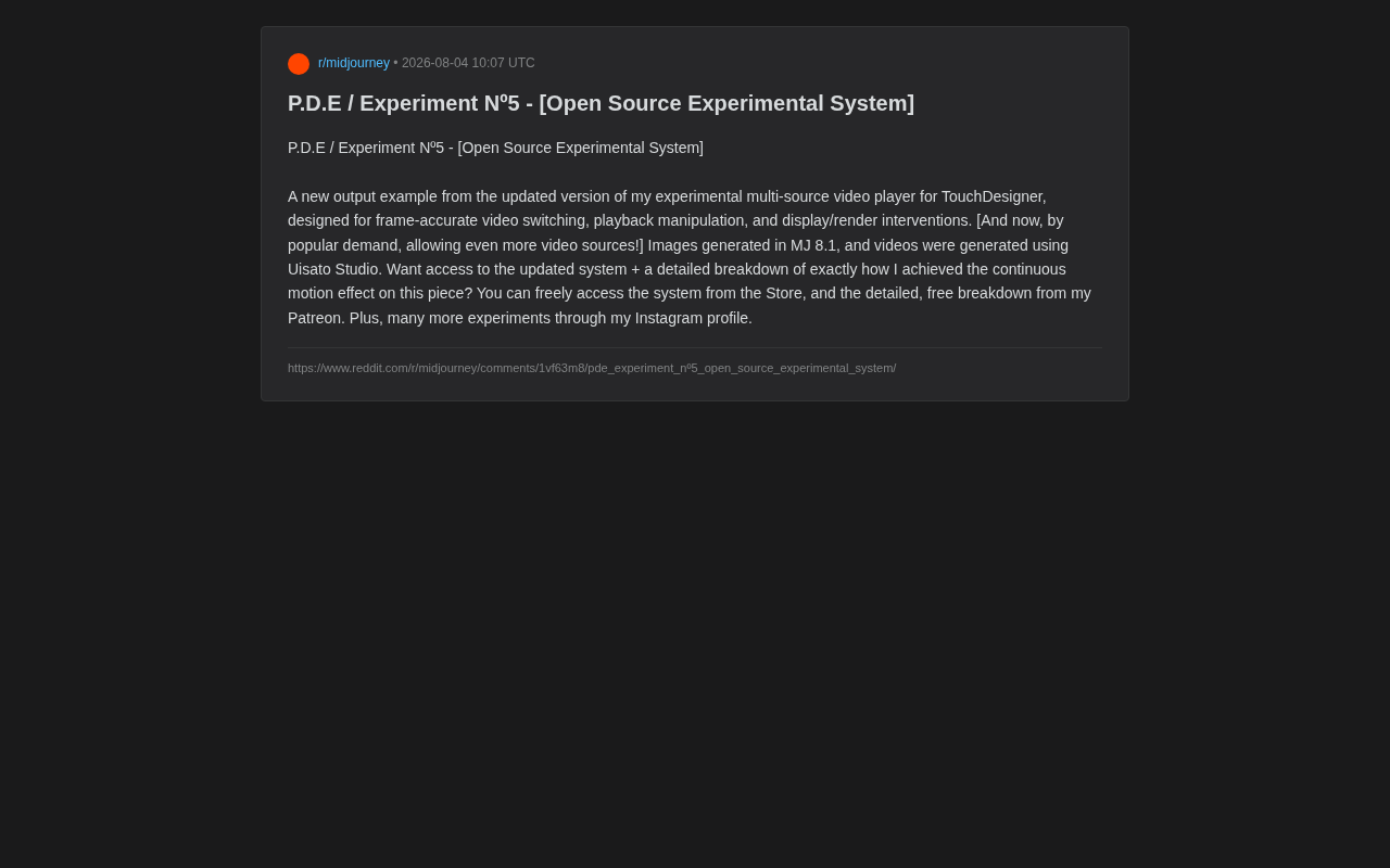P.D.E实验五:TouchDesigner开源多源视频播放系统深度解析