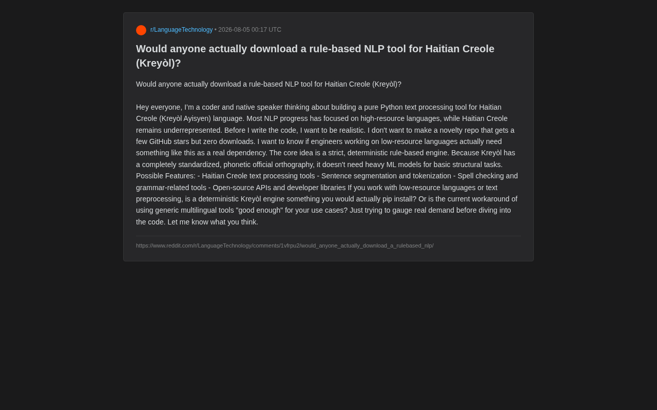 低资源语言NLP困境:海地克里奥尔语基于规则的工具开发探索