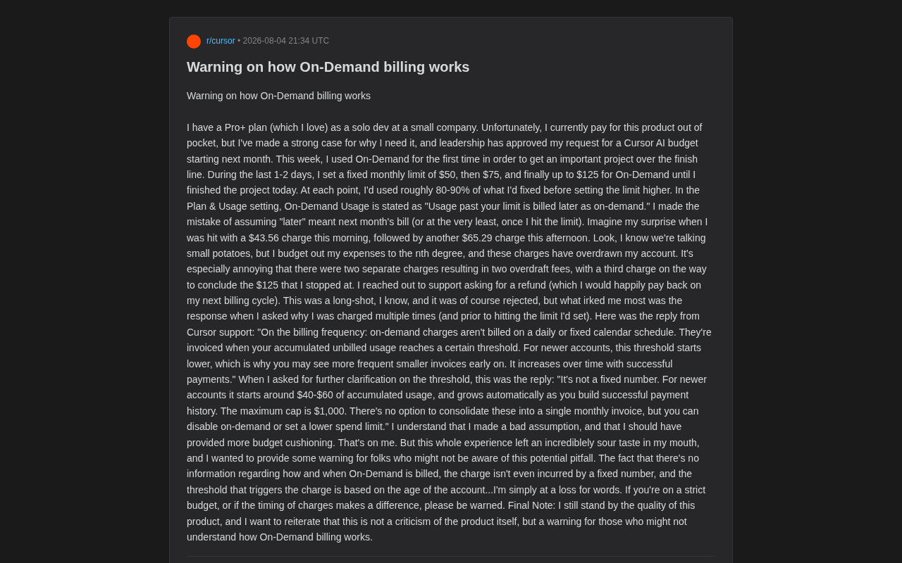 Cursor On-Demand Billing Trap: Deep Dive into Dynamic Threshold Charging and How to Avoid It