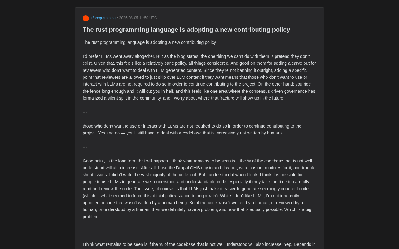 Rust新贡献政策解读:开源社区如何与LLM代码共存