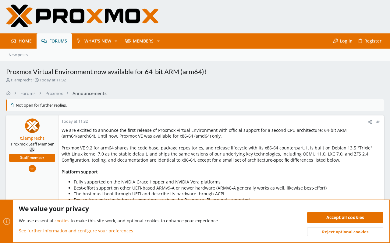 Proxmox VE 正式支持 ARM64 架构:意义、技术挑战与应用场景