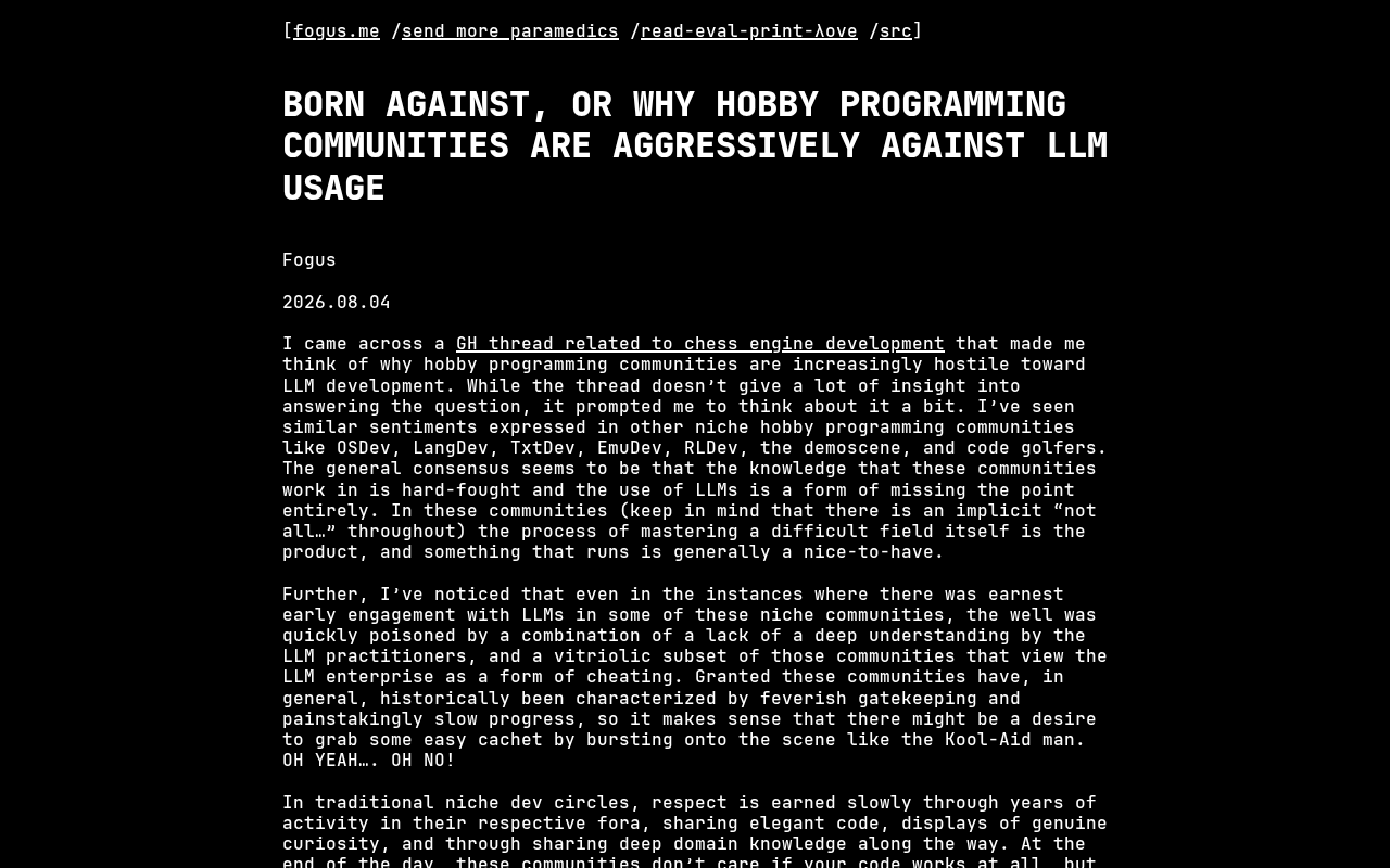 业余编程社区为何抵制LLM?一场关于编程本质的价值观之争