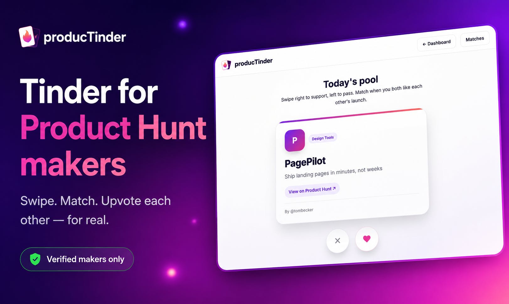 producTinder:Tinder式左滑右滑,帮独立开发者互助引流