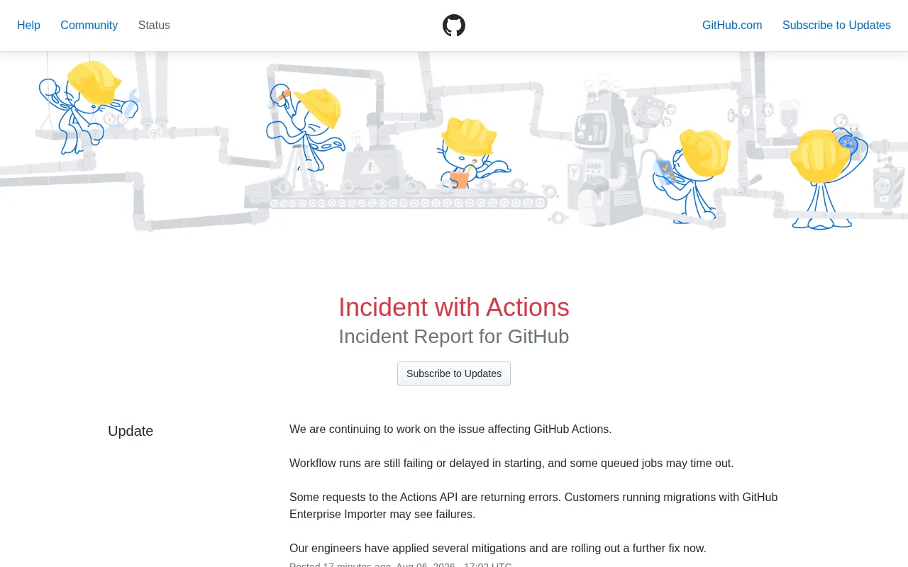 GitHub Actions and Pages Service Degradation: How to Address CI/CD Single Point of Dependency Risk