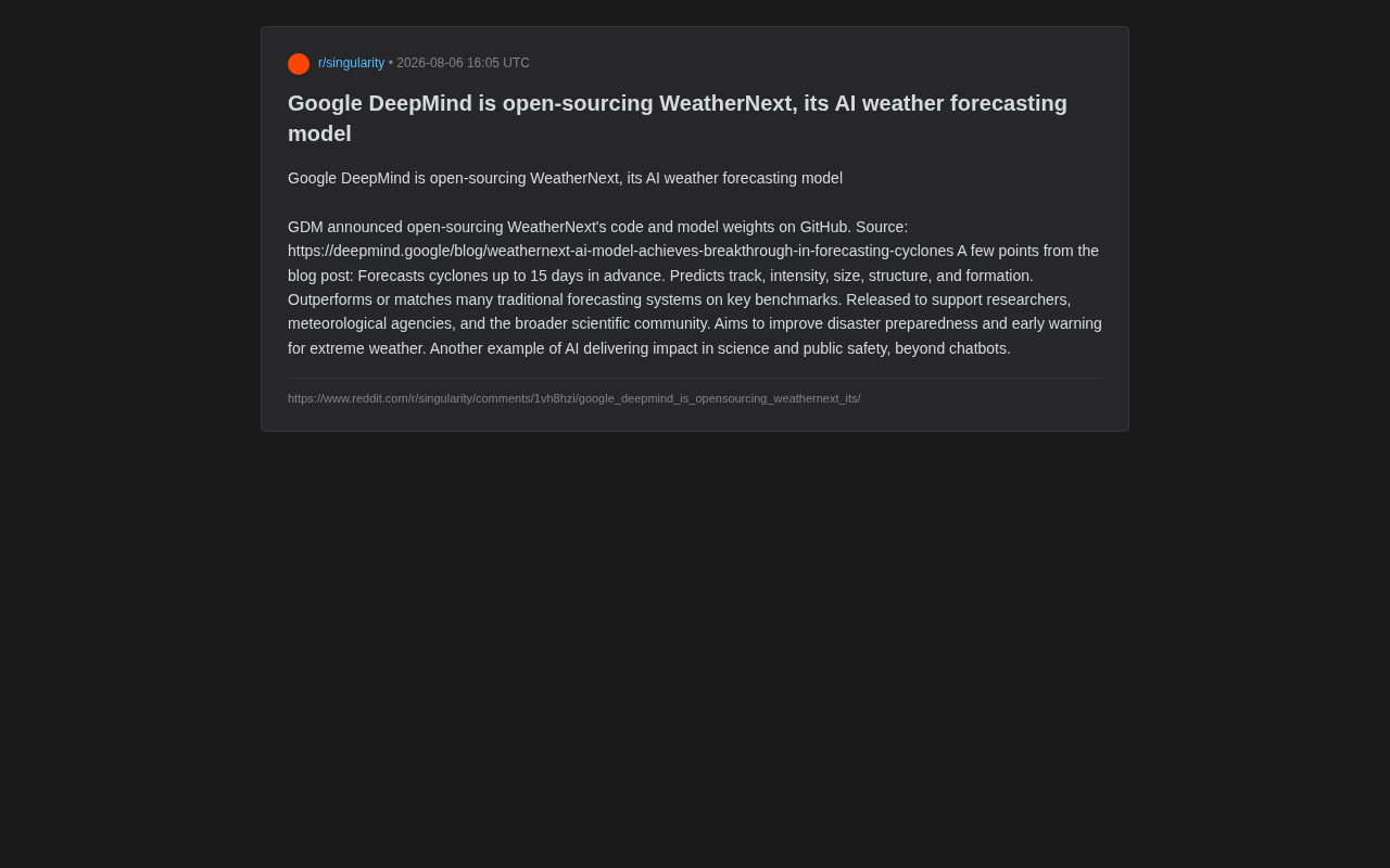 谷歌开源WeatherNext:AI气象预测模型的重大突破