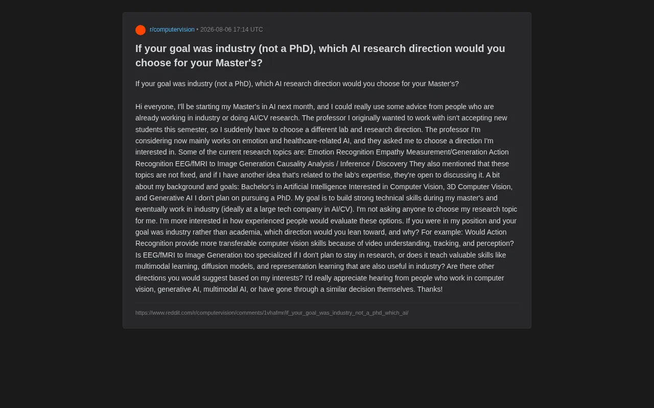 How to Choose a Research Direction for Your AI Master's? A Practical Decision Framework for Employment