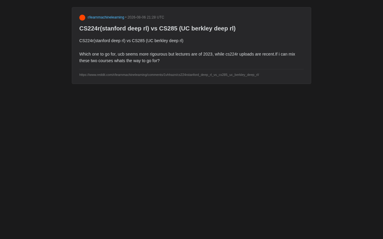 Stanford CS224r vs Berkeley CS285: How to Choose Between Deep Reinforcement Learning Courses