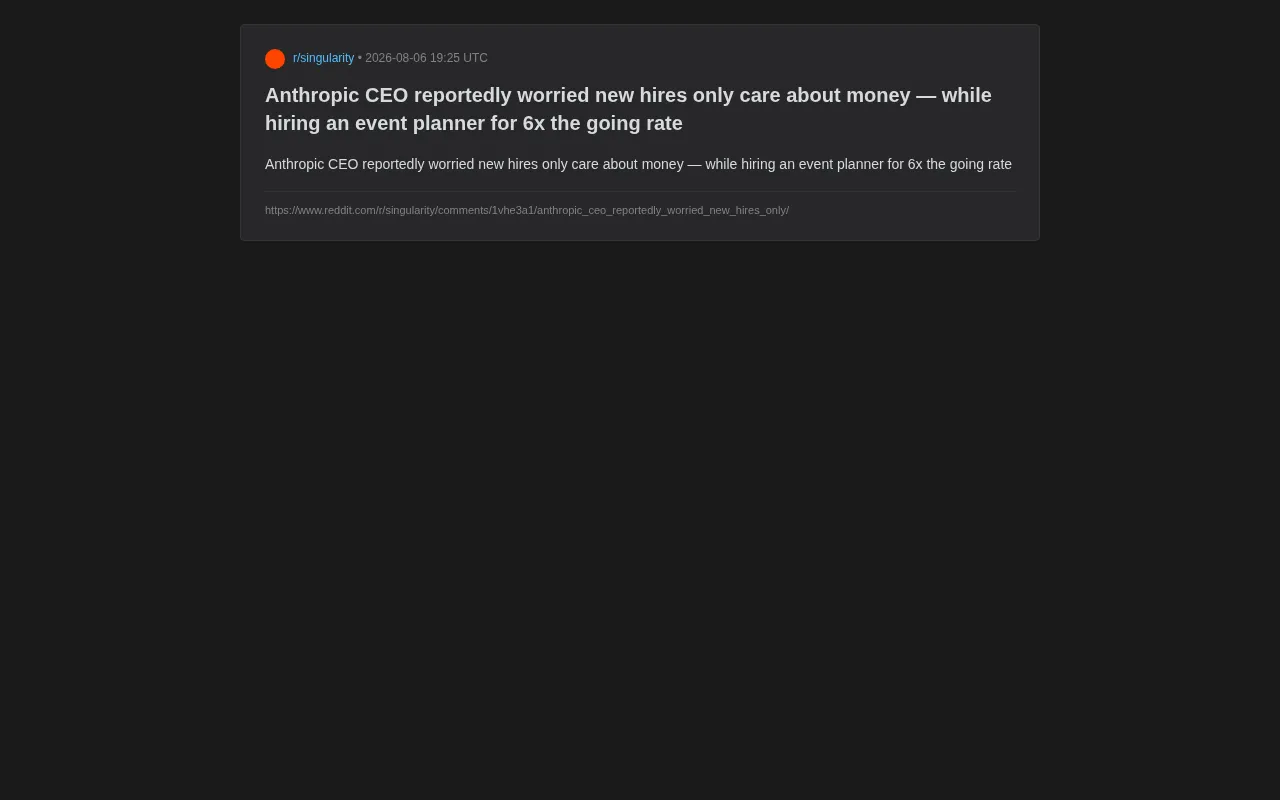 Anthropic CEO's Hiring Paradox: Demanding Mission-Driven Employees While Offering 6x Market-Rate Salaries
