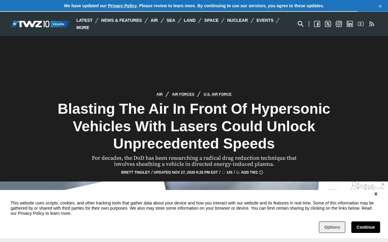 Laser Air Breakdown for Drag Reduction: Cutting-Edge Flow Field Control for Hypersonic Vehicles