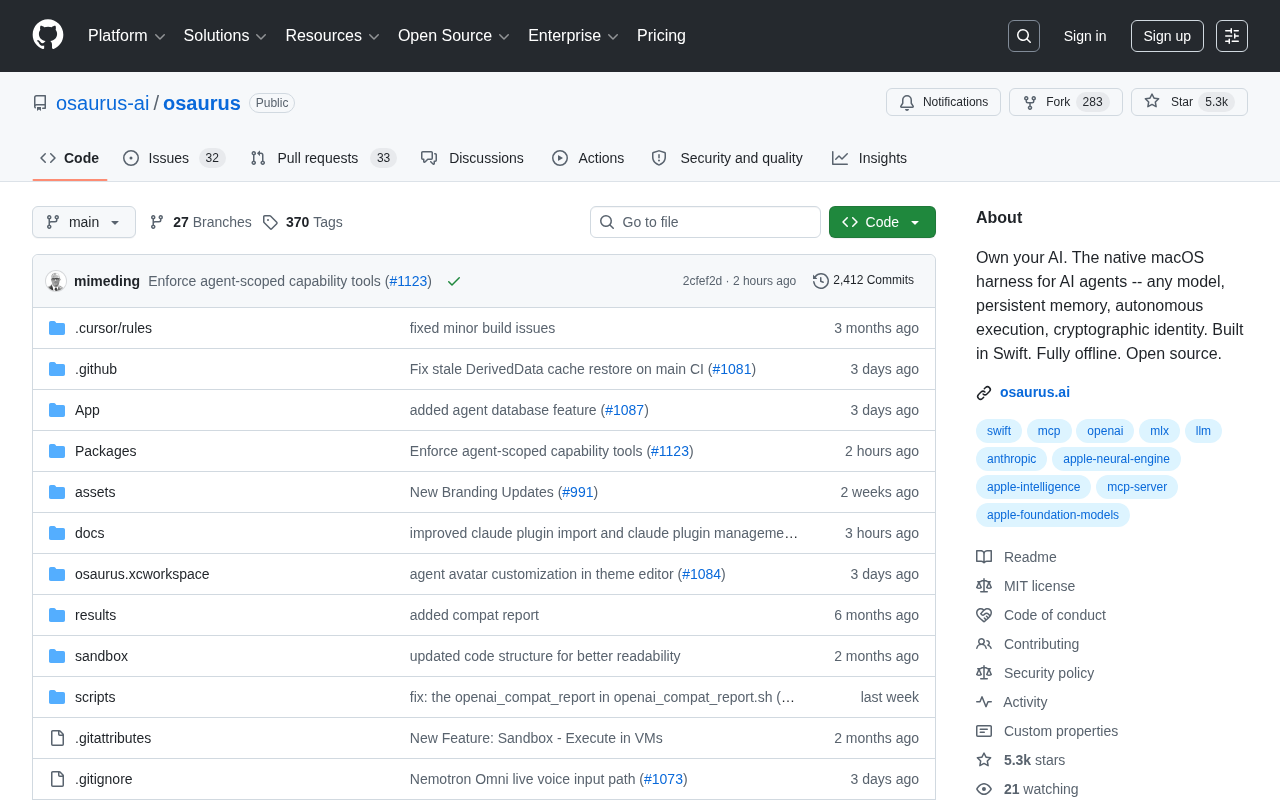 Osaurus: A Native macOS Offline AI Agent Framework — 5,000+ Star Open Source Project Deep Dive