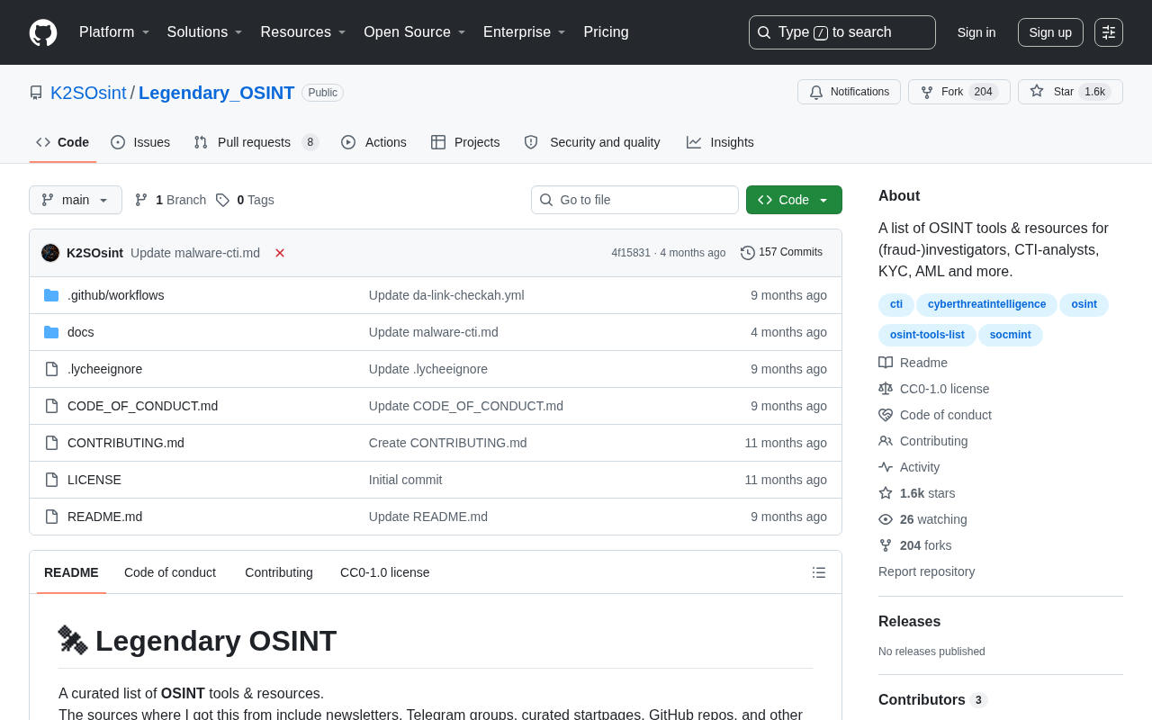Legendary OSINT: The Viral Open-Source Intelligence Tool Collection on GitHub