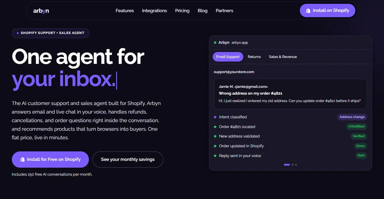 Arbyn: A Shopify AI Customer Service Agent That Can Directly Execute Refunds and Returns