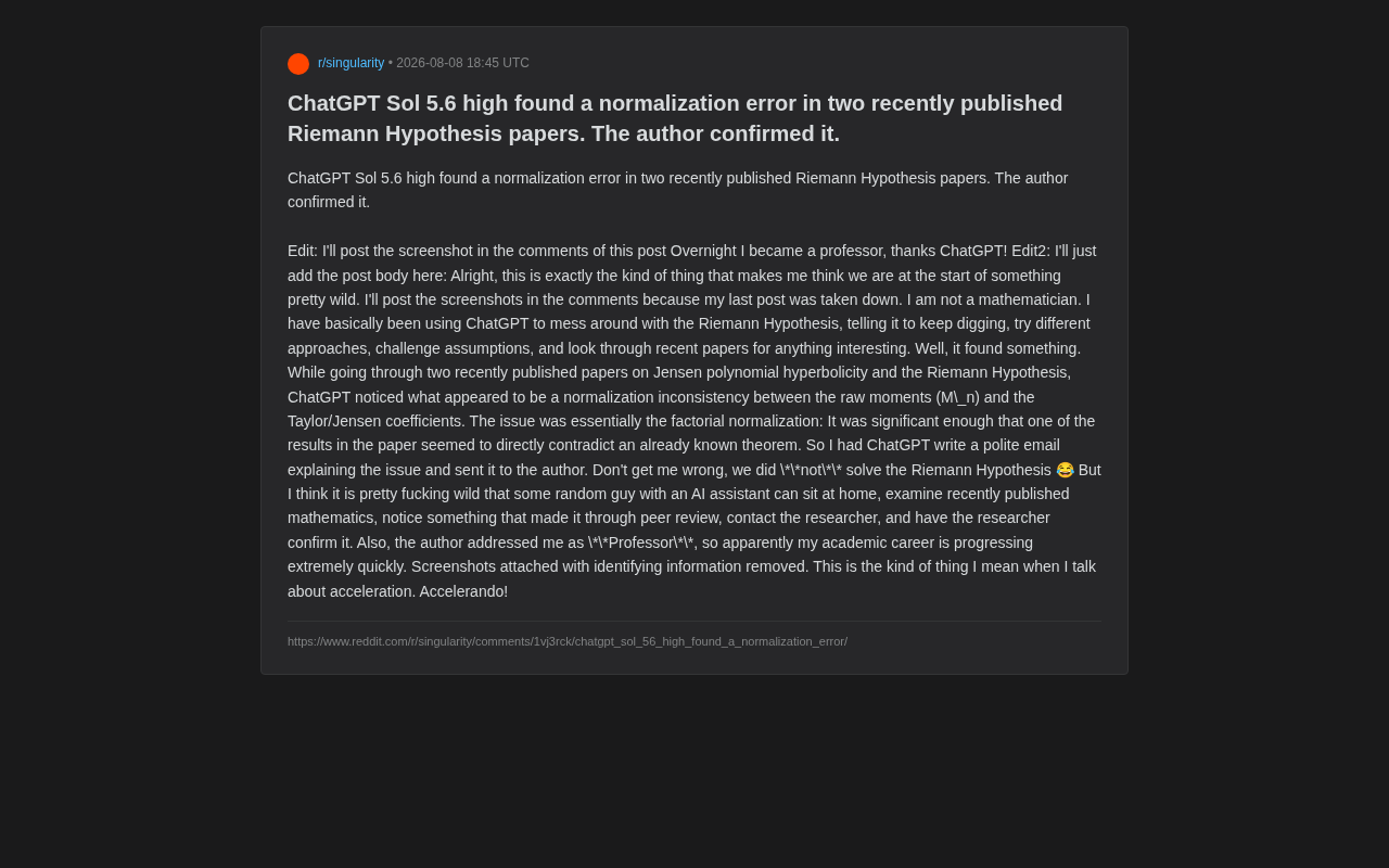 ChatGPT发现黎曼猜想论文错误,作者确认:AI审计学术论文的新范式