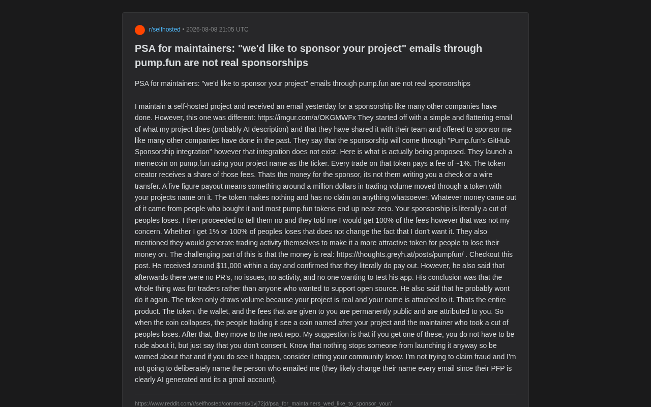 pump.fun假赞助骗局:开源维护者如何识别和应对