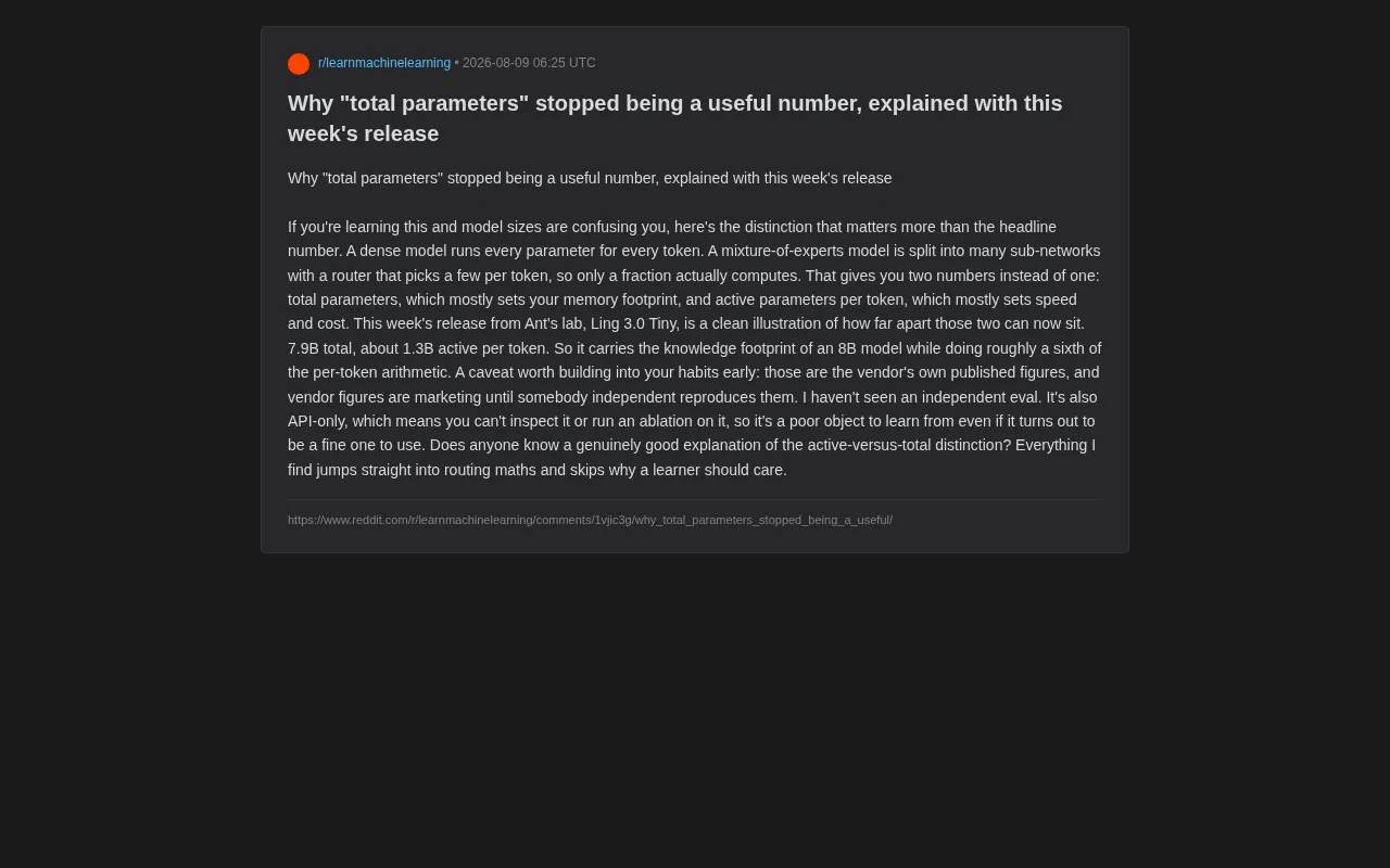 Total Parameter Count Is Obsolete: Understanding the Two-Number Era of MoE Models