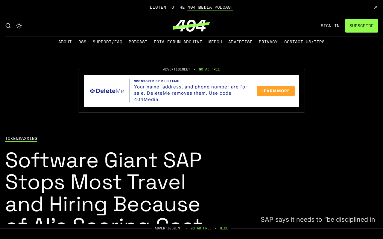 SAP冻结招聘与差旅:AI成本正在吞噬企业预算