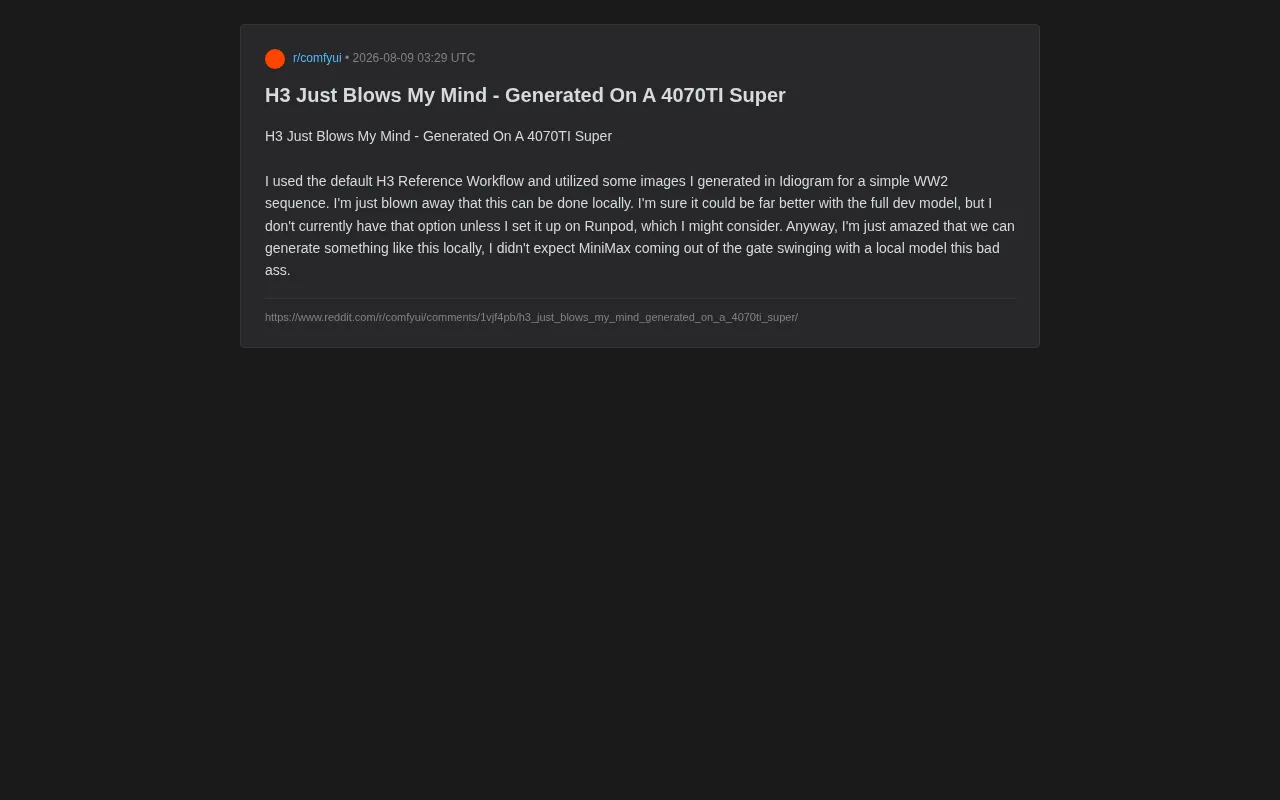 MiniMax H3 Video Model Local Deployment Test: Stunning Results on a Consumer-Grade RTX 4070Ti Super