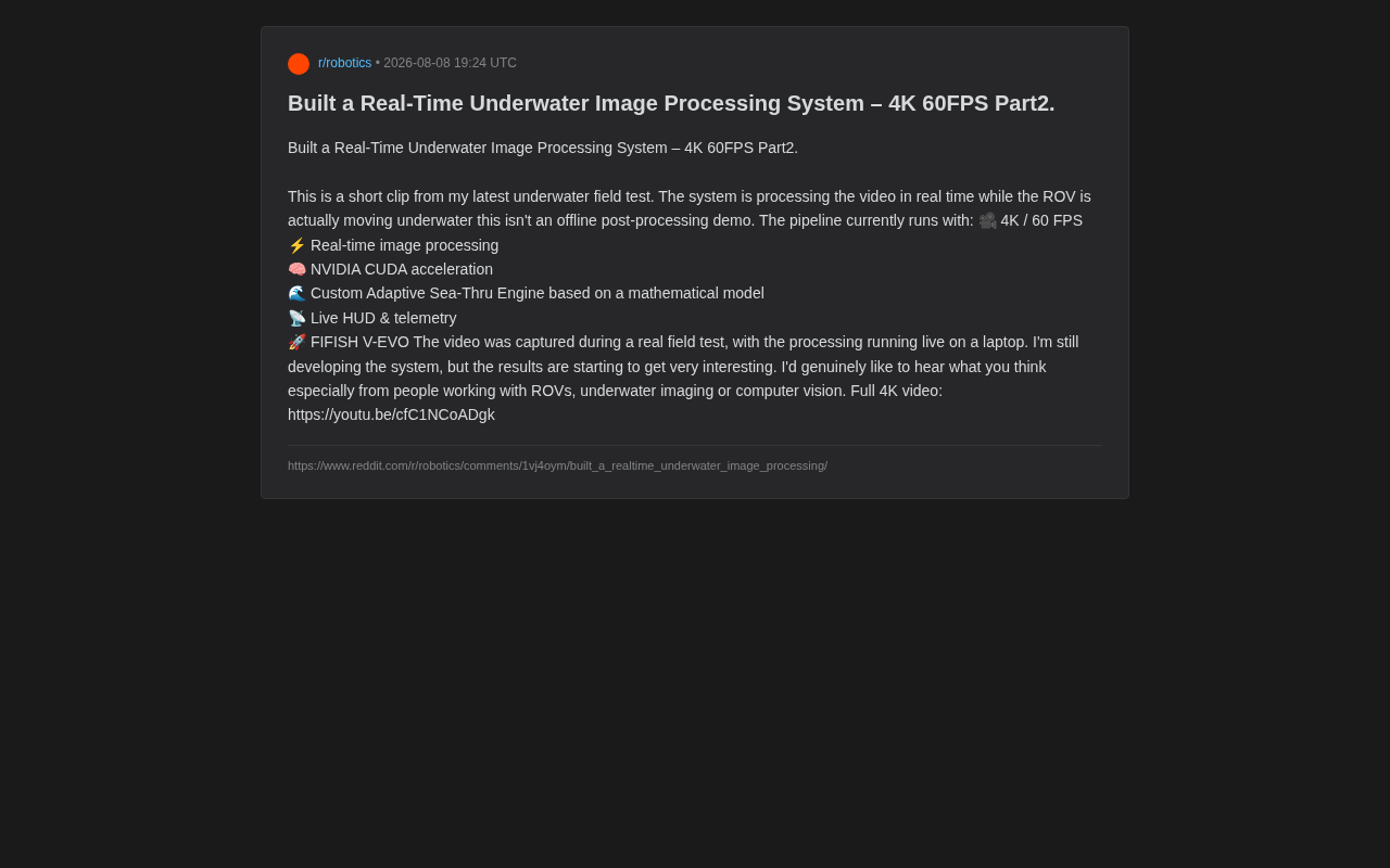 实时水下图像处理系统:4K 60FPS背后的技术揭秘
